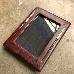 OOAK 🌿✨ Vintage Boho Charm: Handcrafted Porcupine Quill Leather Frame ✨📸